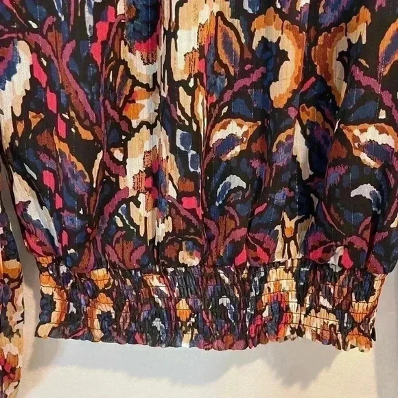 Evereve Stelle Abstract Blouse, Metallic, Holiday, Party Size XS - Picture 7 of 11